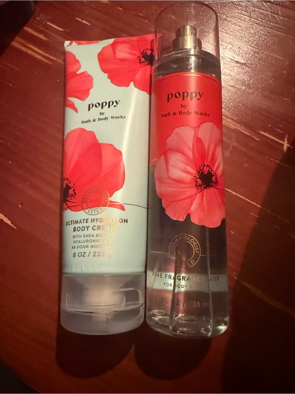 Poppy by Bath & Body Works - Red Floral Body Cream & Fine Fragrance Mist Set